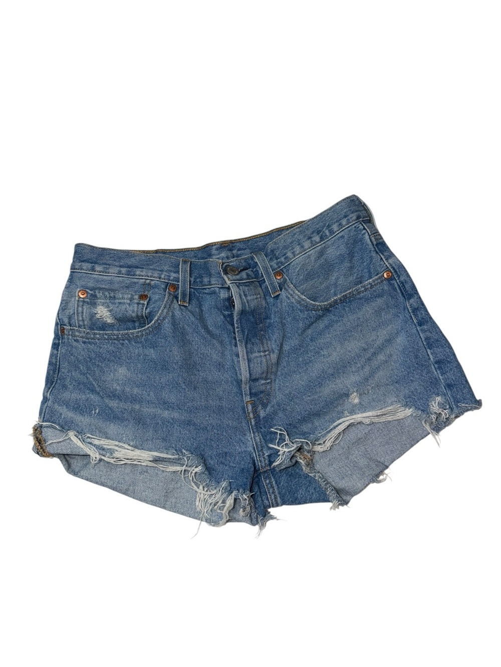 Levi's Distressed Blue Denim Cutoff Shorts